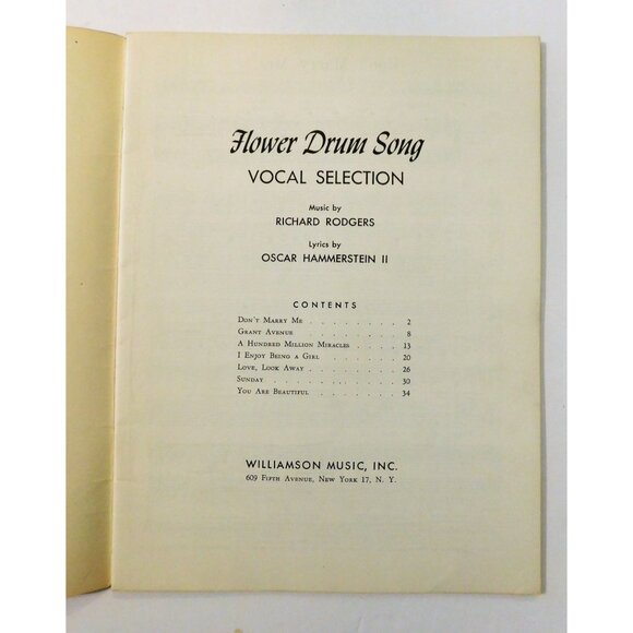 Flower Drum Song Songbook Rodgers Hammerstein Musical Vocal Selections - Picture 3 of 3